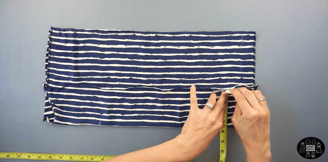 To make the halter neckline, measure 4” away from the folded edge.