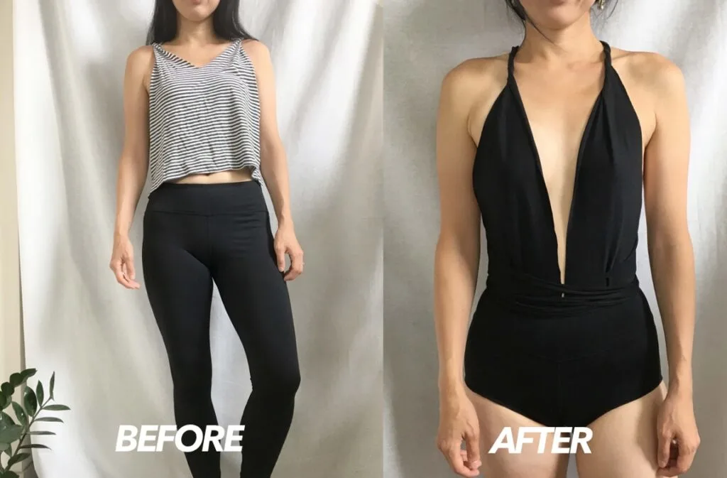 Infinity swimsuit from leggings before and after Infinity swimsuit from leggings before and after