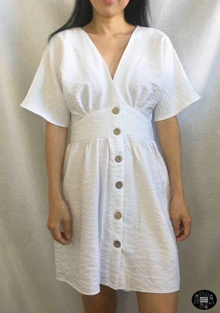 Front view of the DIY button front kimono dress Front view of the DIY button front kimono dress
