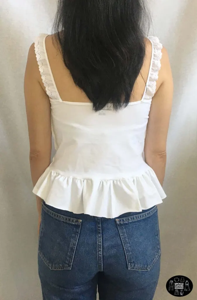 Back view of the diy peplum camisole top