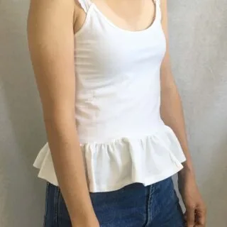 Sideview of the diy peplum camisole top