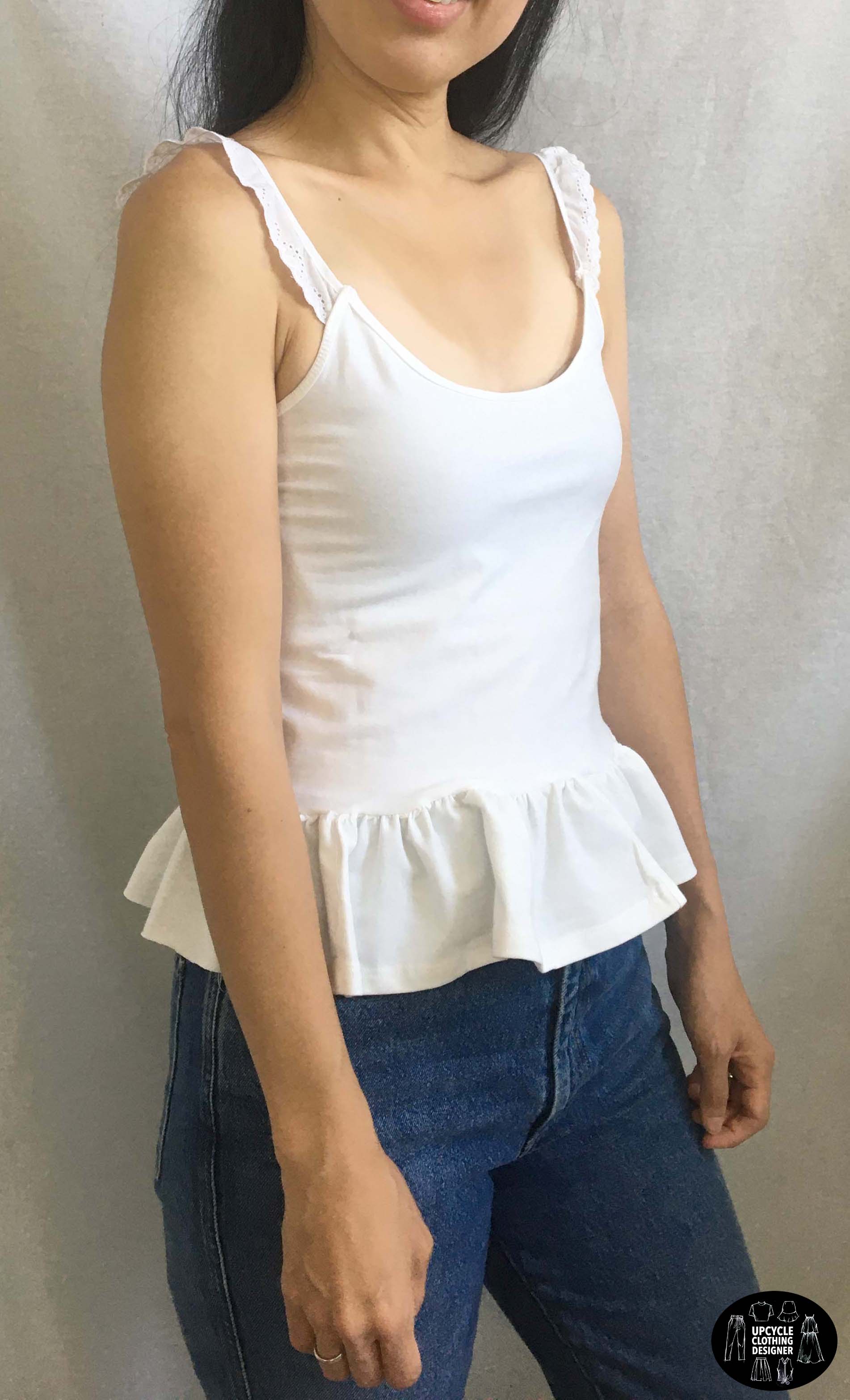 Sideview of the diy peplum camisole top