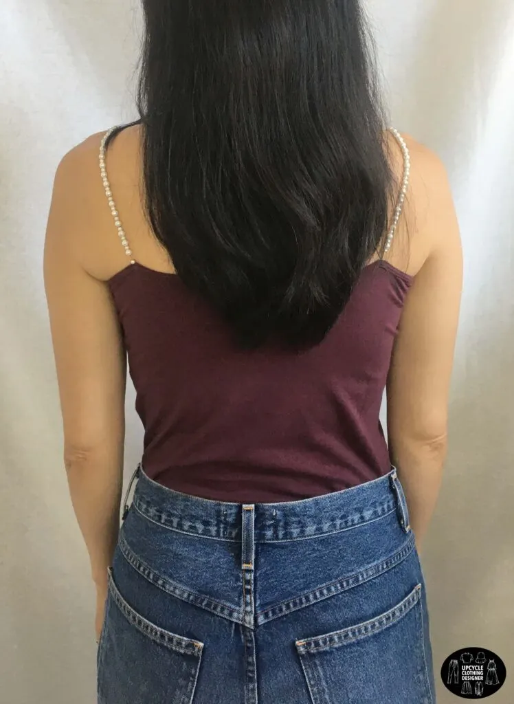 Back view of the no sew pearl strap camisole top