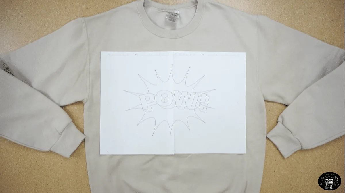Positioning the POW drawing on the front of a sweatshirt