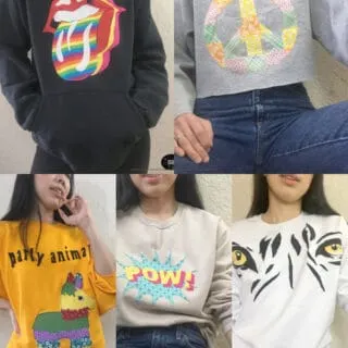 Cool diy applique patchwork graphic sweatshirts