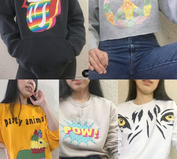 Cool diy applique patchwork graphic sweatshirts