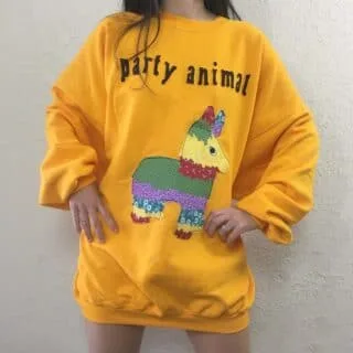 party animal applique sweatshirt dress front