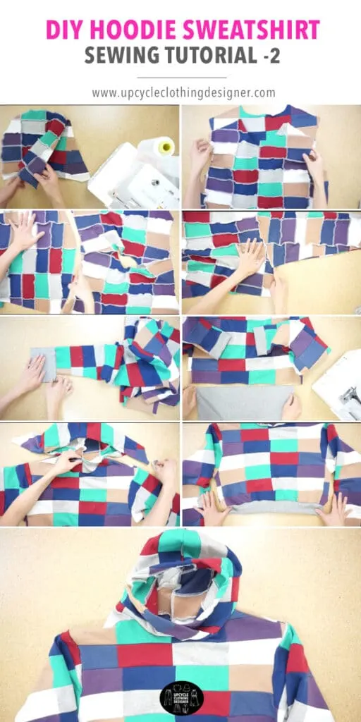 How to make a patchwork cropped hoodie sweatshirt