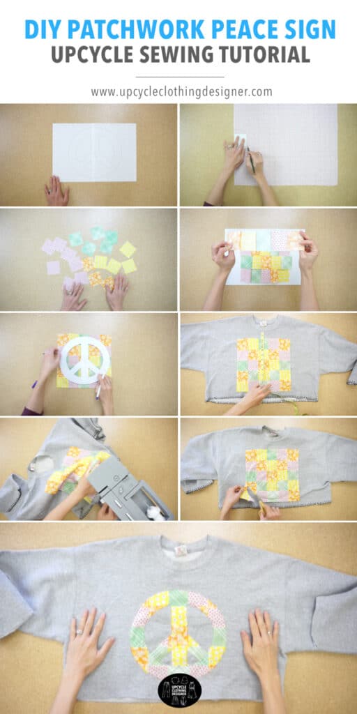 How to make patchwork peace sign applique on a cropped sweatshirt.