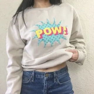 POW applique design sweatshirt