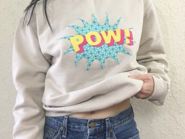 POW applique design sweatshirt