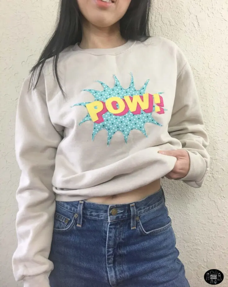 POW applique design sweatshirt