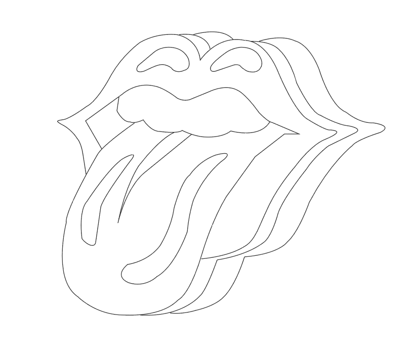 Rock n' roll tongue applique design drawing
