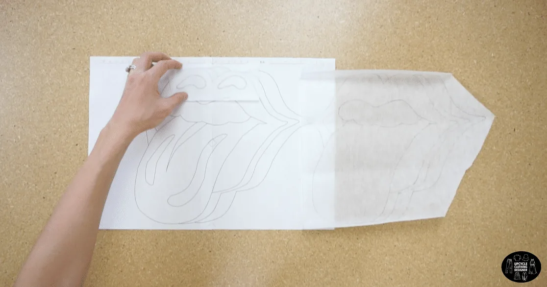 Trace the rock n' roll applique drawing onto the bumpy side of the iron on fusible backing