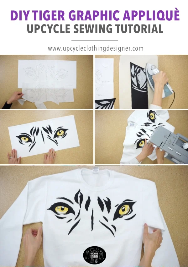 How to make tiger eye applique design on white sweatshirt
