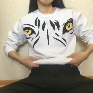 Tiger graphic applique oversized sweatshirt front view