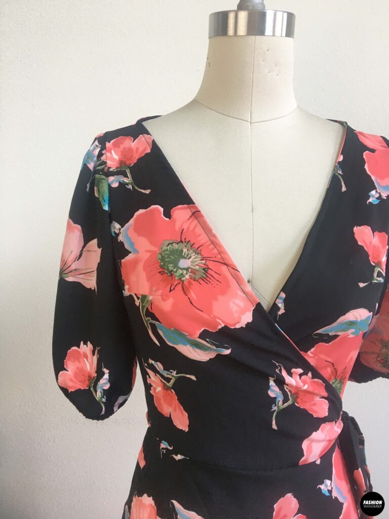 Calla wrap dress closeup detail