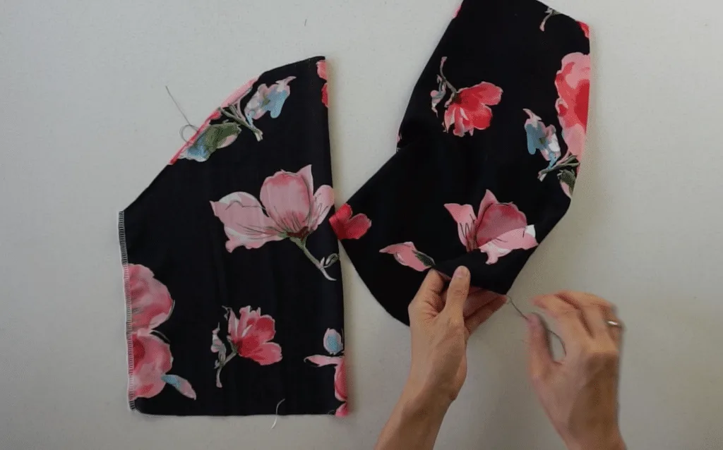 Flip the puff sleeve inside out and pull on the back thread to bunch the fabric.