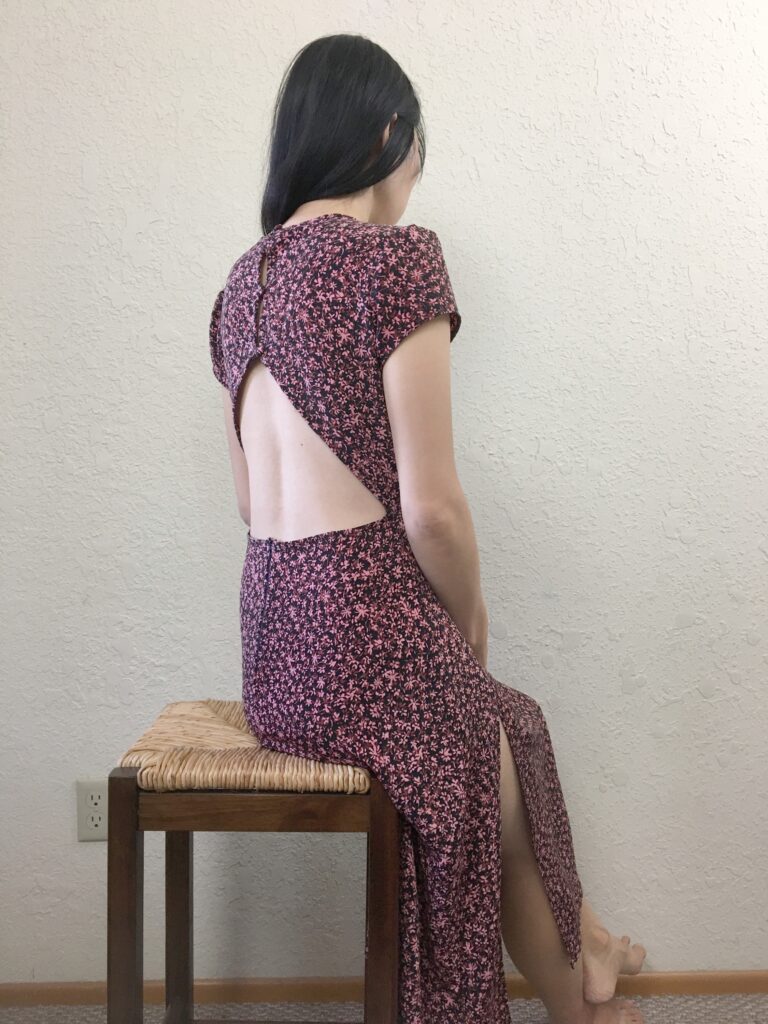 Fiore midi dress front, side and back view