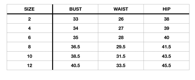 Fashion Wanderer size chart inches Fashion Wanderer size chart inches
