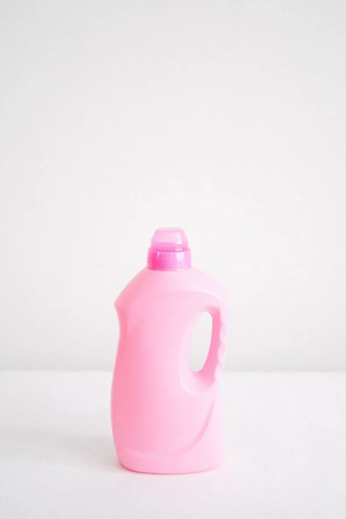 homemade made laundry detergent in the pink bottle