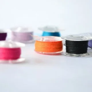 bobbins wound with different colors of thread