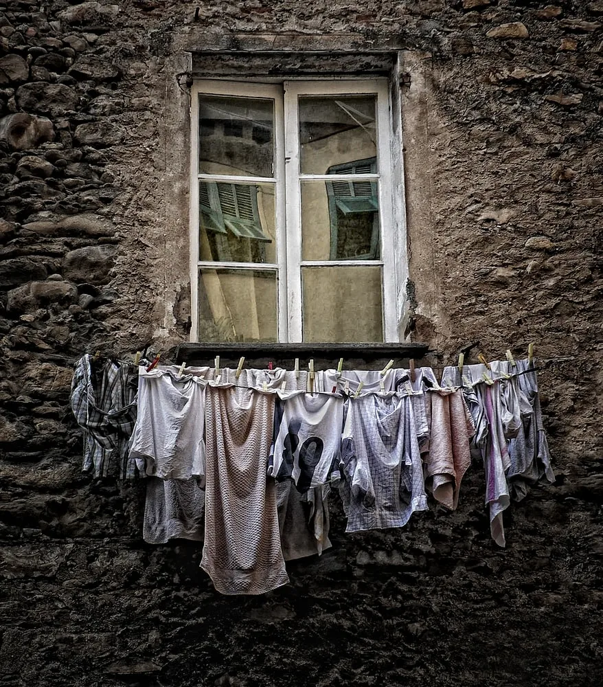 washed laundry hanged outside