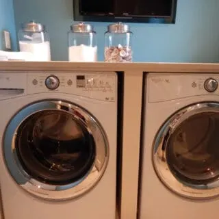whirlpool washing machine and dryer in the room