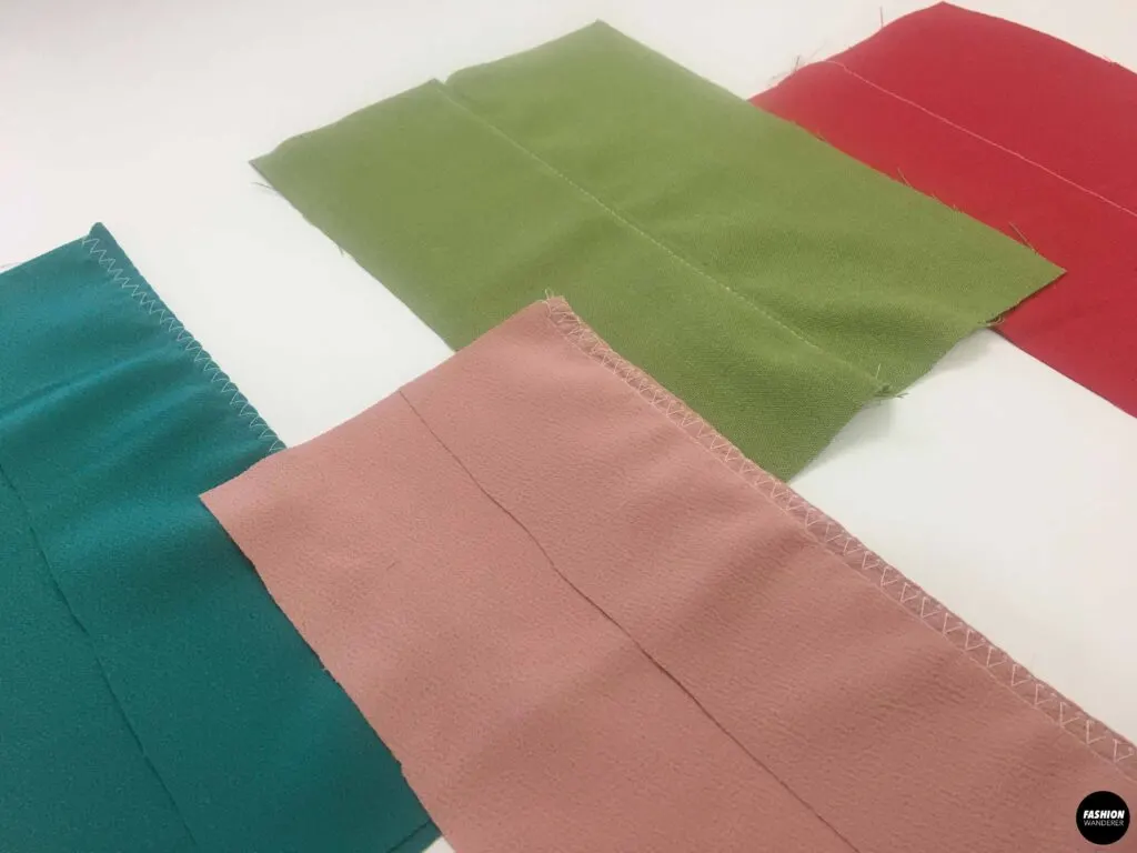 Types of stitches on fabric swatches