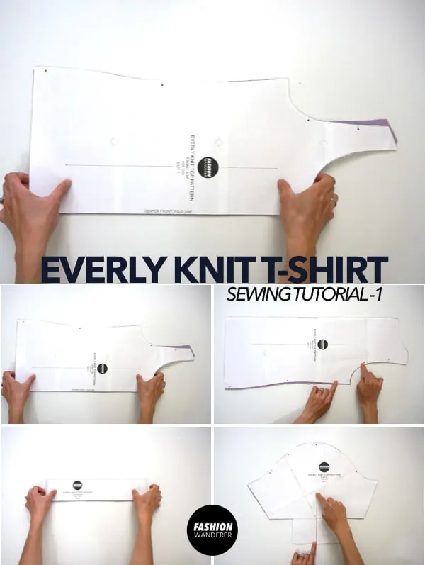 Everly puff sleeve t-shirt sewing pattern pieces