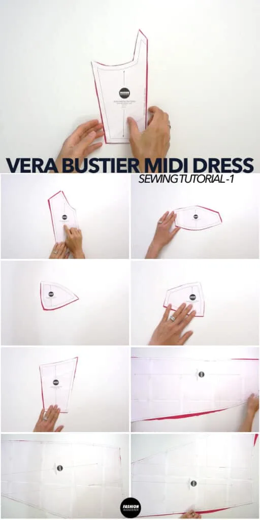 Vera dress sewing pattern pieces