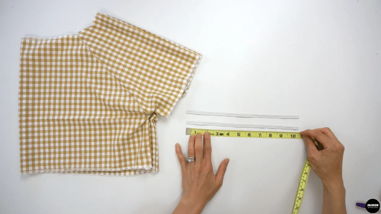 For Sleeve, prepare 2 pieces of 10½” long 5/16” width elastic for size 6 sewing pattern. For size 4 the measurement is 10”, size 2 is 9½”, size 8 is 11”, size 10 is 11½” and size 12 is 12” long.