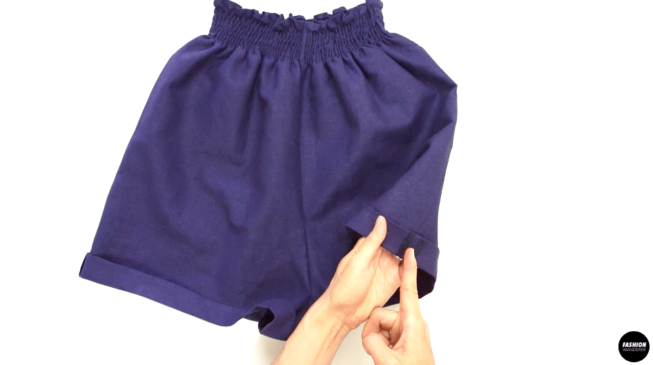 To secure the folded cuff, topstitch on the sides seam and inseam ¾” long to secure the cuff and prevent it from flipping.