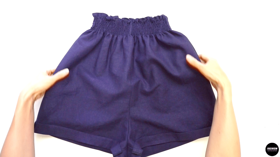 Give a nice press all around the shirred waist, side seams, cuff, and remove any wrinkles to complete this Evie shirred high waist shorts.