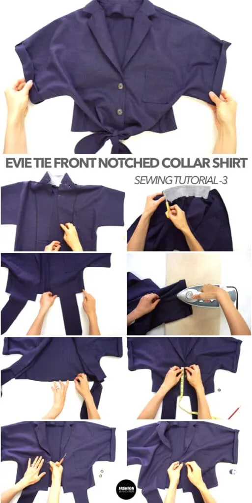 How to make Evie Front Tie Notched Collar Shirt