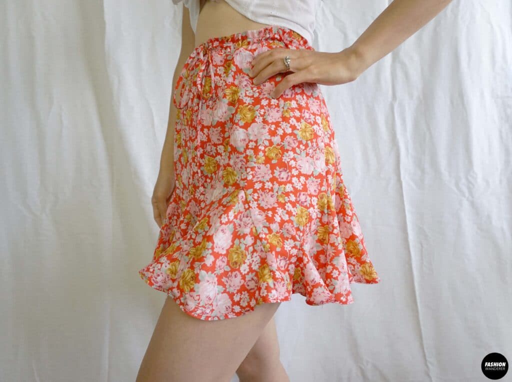 Stella tie waist godet mini skirt sideview Stella tie waist godet mini skirt sideview