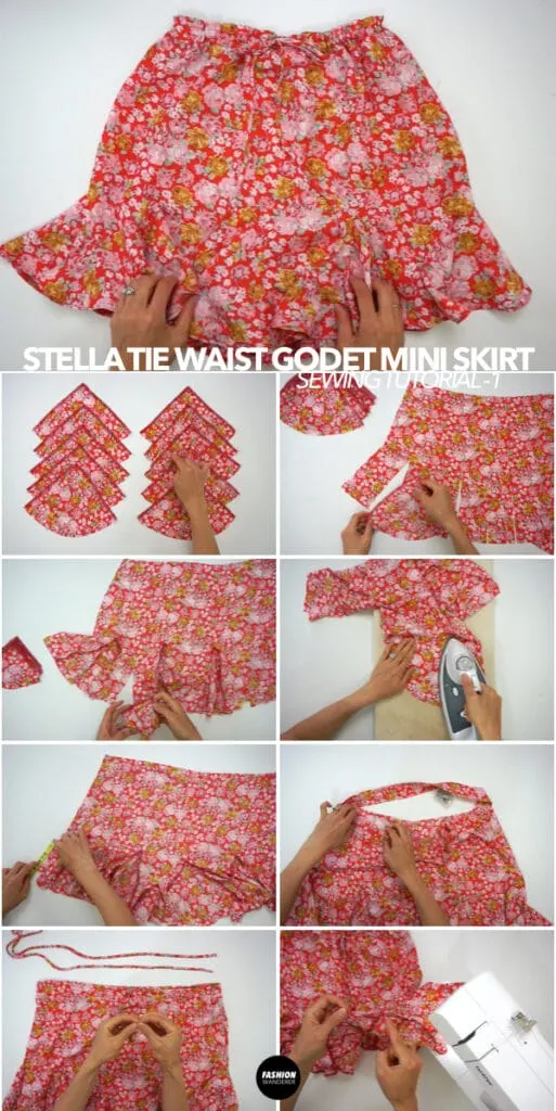 How to make Stella tie waist godet mini skirt