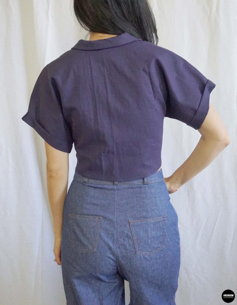 Evie Front Tie Notched Collar Shirt back view Evie Front Tie Notched Collar Shirt back view