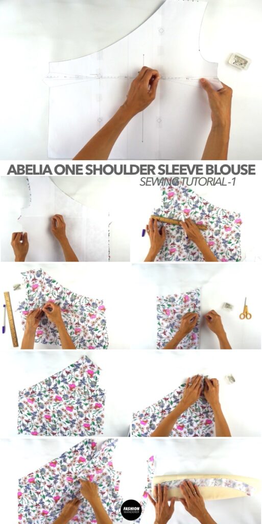 Abelia top one shoulder long sleeve tutorial