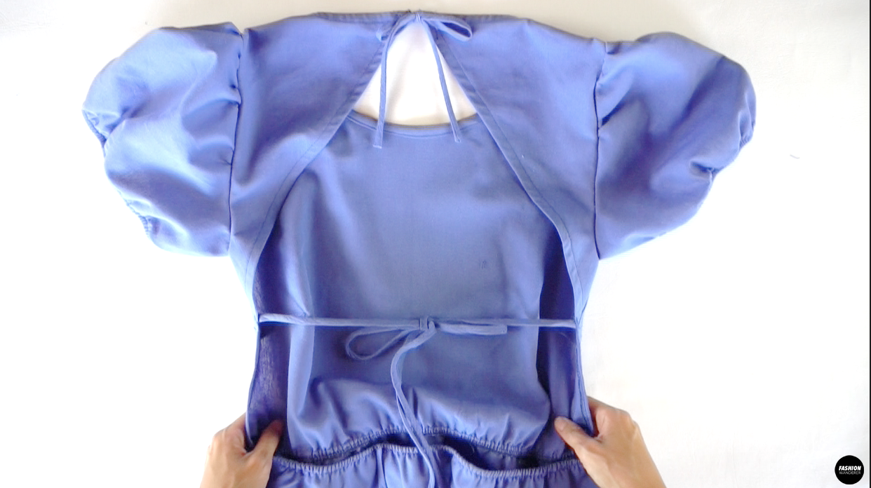 Ellery Puff Sleeve Open Back Midi Dress back view