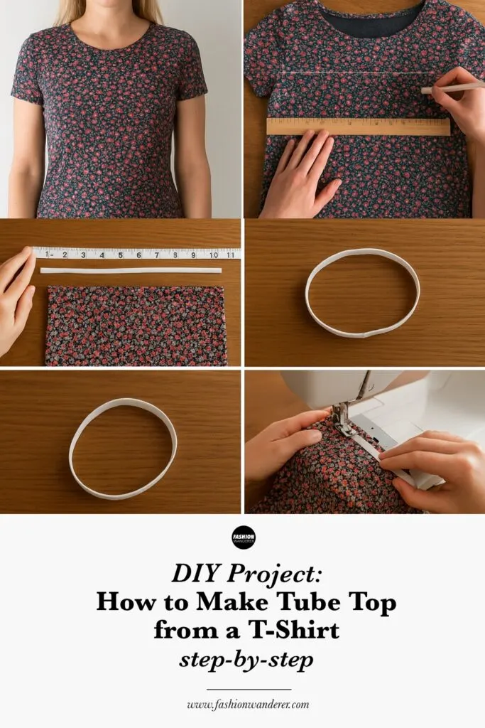 DIY Project: How to Make a Tube Top from a T-Shirt step-by-step – title graphic with Fashion Wanderer