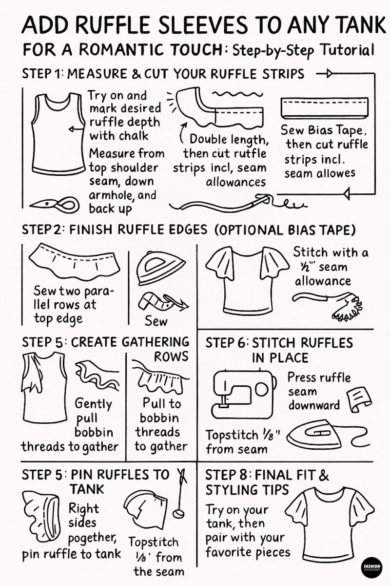 Tank Top Ruffle Pattern How to Add Ruffle Sleeves to Any Tank for a Romantic Touch: Step-by ...