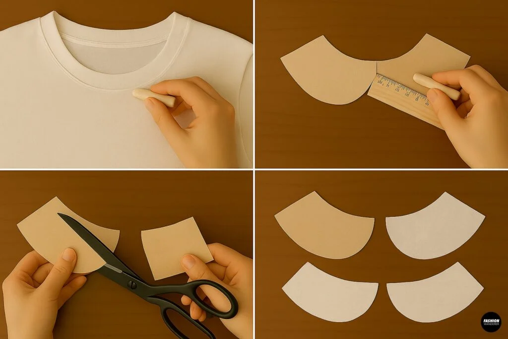 Tutorial on drafting and cutting paper patterns for making detachable collars from scratch.