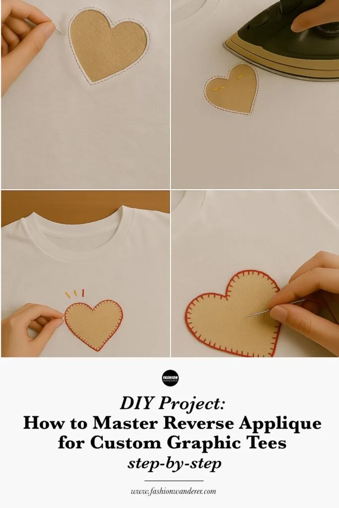 DIY project title panel: How to Master Reverse Appliqu&eacute; for Custom Graphic Tees.