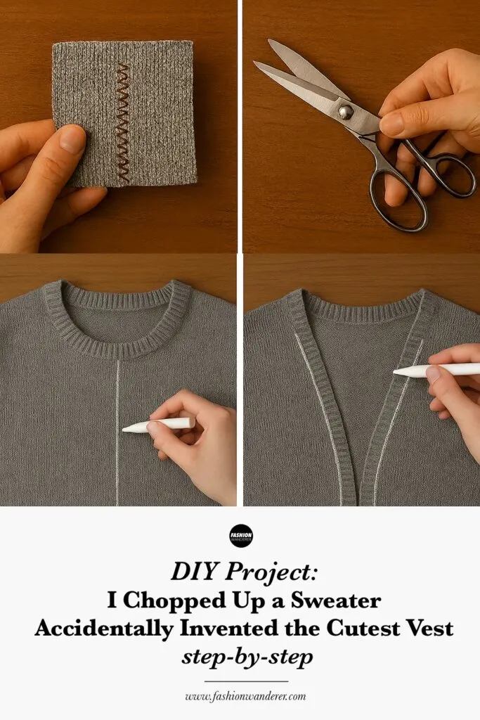 Step by step instructions to transform an old sweater into a cute vest.