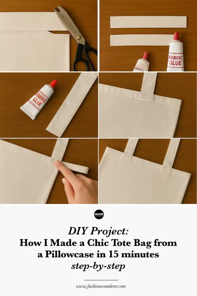 Step-by-step tutorial to transform a pillowcase into a chic tote bag in 15 minutes without sewing