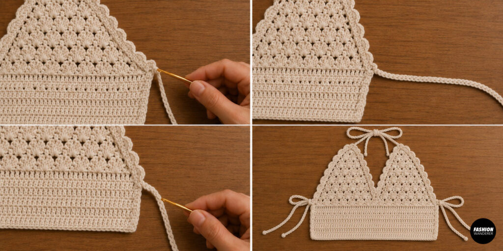Add crochet edging design to the halter top.