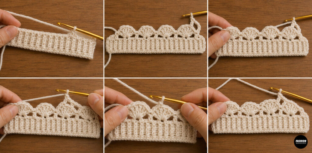 How to begin the shell stitch for the halter top