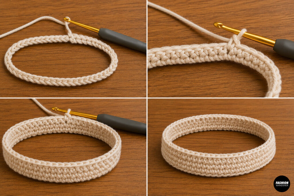 Steps to crochet the bottom band for the halter top