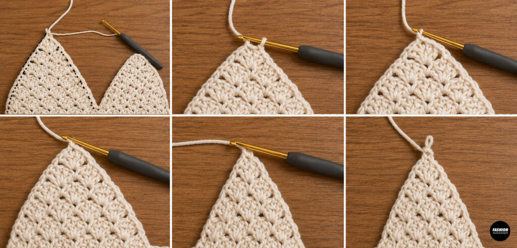 Shape the left side of the crochet halter top cup.